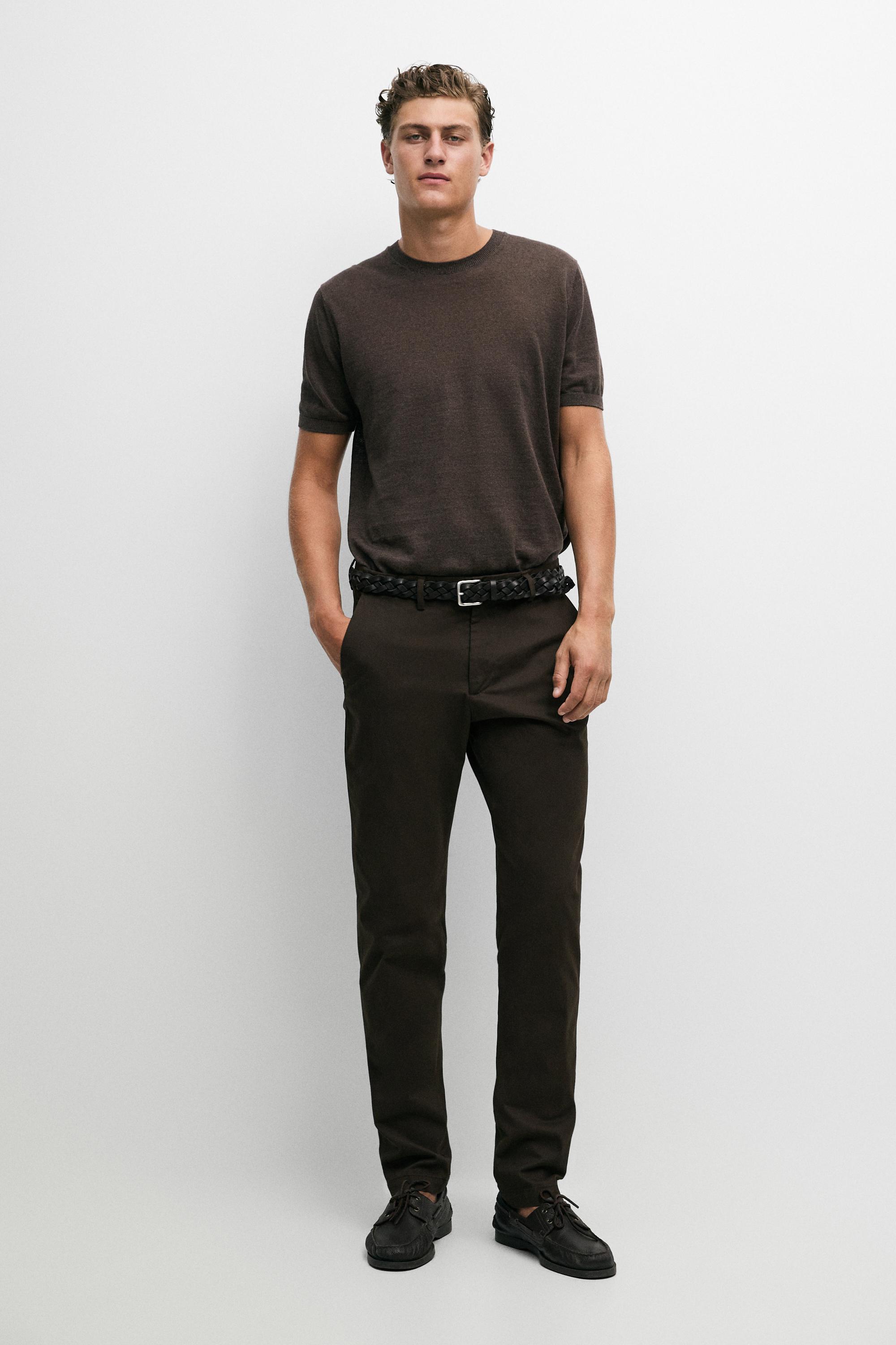 Slim fit cotton trousers